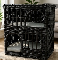 Tour pour chat en osier rectangulaire moderne et élégante à double étage pour un confort félin ultime, maison pour chat à plusieurs niveaux, confortable