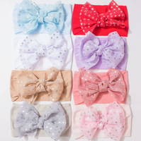 Nouveau Bandeau en Nylon pour Bébé Fille, Grand Nœud Imprimé Étoiles, Turban Doux et Élastique, Accessoire Quotidien pour Cheveux de Tout-Petits, Cadeau