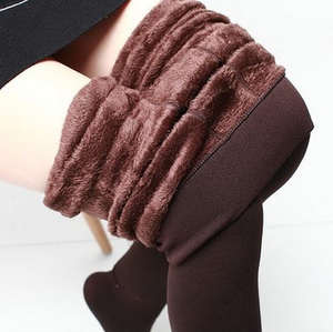 Leggings pour femmes doublés polaire avec couche intérieure épaisse en peluche, collants chauds d'hiver avec pieds intégrés, leggings thermiques extensibles et opaques - Product Image 6