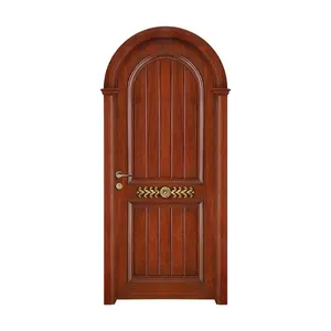 Винтажная круглая Входная деревянная входная дверь с тиснением для дома