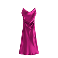 Robe nuisette en velours rose vif, sans manches, longueur ras du sol, à volants, décontractée, à fines bretelles, pour l'été, à taille naturelle, pour soirée et club
