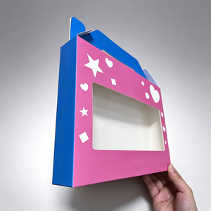 Contenedor plegable de papel para alimentos con asa de transporte y ventana transparente, caja de embalaje con logotipo personalizado para dulces de panadería - Product Image 3