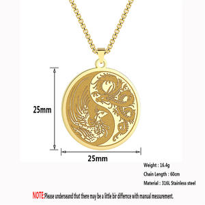 สร้อยคอจี้มังกรหยินหยางสแตนเลสสตีลและฟีนิกซ์เครื่องประดับสัญลักษณ์สไตล์จีนทันสมัยสำหรับผู้ชายผู้หญิง - Product Image 6