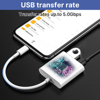 Adaptador Usb Otg 2 en 1 para iPhone, teclado de ratón, carga rápida, disco U, cámara, lector de tarjetas, convertidor de datos