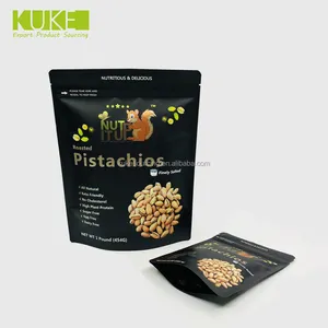 MOQ 500pcs Custom Plastic Packaging Cashew Nuts Aluminum Foil Matte Black Mylar Standing Bags