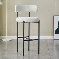 Chaise de bar haute de style moderne, élégante, en tissu, avec dossier haut et pieds en métal, vente en gros pour la maison, le bar, le centre commercial, la cuisine