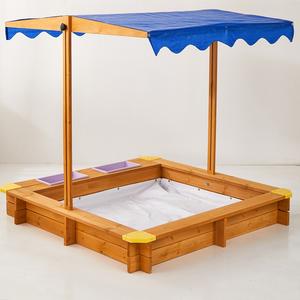 Bac à sable en bois pour enfants avec auvent, bacs de rangement et bâche de sol intégrée. Parfait pour jouer dans le jardin. - Product Image 2