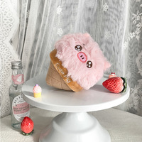 Mignon Pendentif de Sac en Peluche en Forme de Cochon Glace, Figurine Miniature, Accessoire de Sac, Porte-clés en Peluche