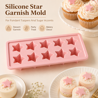 Moule en silicone de qualité alimentaire en forme d'étoile pour garniture de gâteau, accent en sucre, décoration de fête, présentation de friandises, résistant à la chaleur