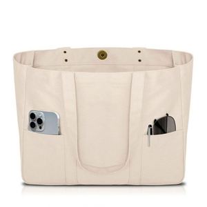 กระเป๋าผ้าแคนวาส - กระเป๋าอเนกประสงค์พร้อมช่องด้านหน้า 2 ช่องและช่องใส่แล็ปท็อป กระเป๋าสำหรับใช้งานทุกวันแบบทนทาน - Product Image 2