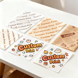 Custom Printed Logo PE Coated Waterproof Disposable Food Grade Greaseproof <b>Paper</b> for Burrito Shawarma Sushi Bread <b>Wrap</b> Sheets - Product Image 1