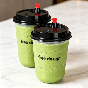 แก้วพลาสติกใส PP แบบใช้แล้วทิ้ง ขนาด 700 มล. 600 มล. สำหรับกาแฟร้อนเย็น ชาไข่มุก พร้อมฝาปิดแบบแบนรูปตัวยู รับทำโลโก้ตามสั่ง - Product Image 1