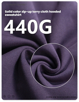 Sudaderas con Capucha Personalizadas con Logotipo, de Alta Calidad, 440 GSM, Gruesas, de Felpa de Algodón, Estilo Urbano, con Cierre, Bordadas, Talla Grande para Hombre