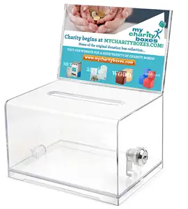 Acrylic Donation Box Ballot Ticket Box Vote Suggestion Comments Box with 2 Keys Lock