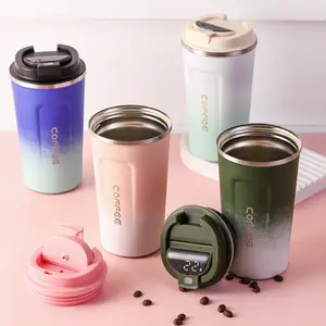 Hot Selling 380ml 510ml 304 Stainless Steel Smart Led Temperature Display Travel Vacuum Coffee Cup Thermal Insulated Coffee Mug