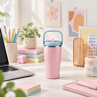 Gobelet isotherme à double paroi en acier inoxydable de 20 oz, sans BPA, avec paille, style américain, personnalisable, coffret cadeau pour les voyages en voiture