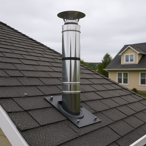 Soporte de Techo de Acero de 6 Pulgadas Ajustable para Chimenea, Instalación Lateral o Superior, con Recubrimiento en Polvo, Diseño Industrial - Product Image 2