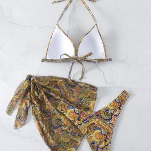 ชุดบิกินี่ 2 ชิ้นสำหรับผู้หญิงปี 2021 ชุดว่ายน้ำพิมพ์ลายพร้อมเสื้อเกาะอกและกางเกงว่ายน้ำแบบจีสตริง - Product Image 5