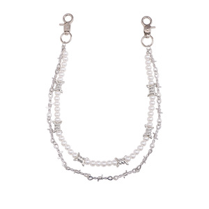 โซ่คาดเอวมุกสองชั้นแบบมีหนาม สีเงิน แฟชั่นสำหรับผู้หญิงและผู้ชาย เครื่องประดับสำหรับใส่ทุกวัน - Product Image 4