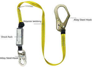 Lanière de sécurité antichute jaune ANSI Z359.13 avec amortisseur de chutes, crochet simple, hauteur de travail, 1,8 m avec ouverture de crochet de 65 mm - Product Image 3