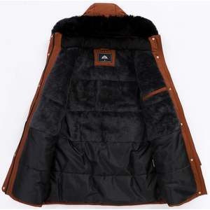 เสื้อโค้ทกันหนาวผู้หญิงโมเอร์เดงแบบยาวบุขนแกะหนาพร้อมฮู้ดถอดได้กันลม - Product Image 4