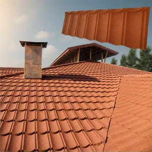 Tuile de Toiture Métallique Revêtue de <span class=keywords><strong>Pierre</strong></span> Sénégal 0,45 mm Tôle de Toiture en Acier Zinc-Aluminium Tuile Métallique <span class=keywords><strong>Pierre</strong></span> pour Projet de Maison à Dakar - Product Image 4