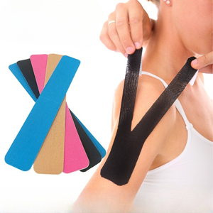 Cinta <span class=keywords><strong>Kinesio</strong></span> precortada con embalaje OEM, parche muscular de algodón elástico impermeable <span class=keywords><strong>para</strong></span> soporte de ejercicio, Ideal <span class=keywords><strong>para</strong></span> fijación de hombros - Product Image 1