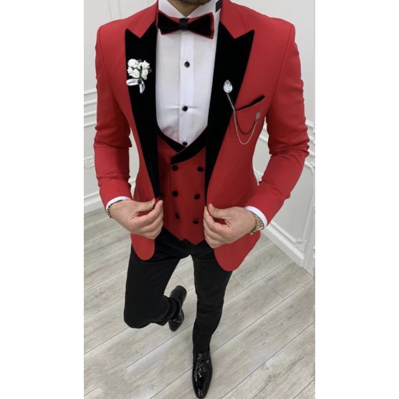 Red Wedding Dress Slim Fit Suit for Men - Stylish Tuxedo for Bridegroom's Ceremony & Wedding Reception Outfits Red Wedding Dress Slim Fit Suit for Men - Stylish Tuxedo for Bridegroom's Ceremony & Wedding Reception Outfits