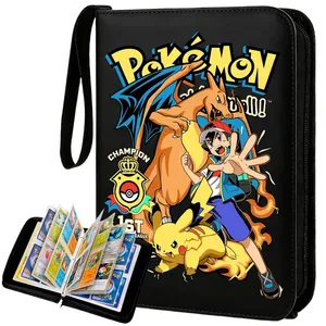 Album à fermeture éclair en cuir véritable pour cartes Pokémon, 400 emplacements, avec pochettes de protection pour cartes, présentoir Charizard - Product Image 6
