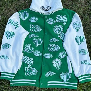 Veste de sport vintage Philadelphia Eagles personnalisée style Letterman années 90 pour adultes hommes femmes, style universitaire - Product Image 3