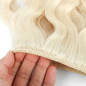 Cổ 18 inch 24 inch đôi sợi ngang phần mở rộng Tóc máy sợi ngang 100% thực sự con người phần mở rộng tóc ASH BLONDE khối lượng sợi ngang - Product Image 4