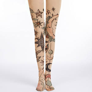 Medias de cosplay con estampado de dibujos animados Socksmate, leggings de moda <span class=keywords><strong>para</strong></span> niñas con diseño de luna pintada, pantimedias grises con estrellas vintage, medias de seda de talla grande. - Product Image 3