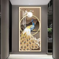 Décoration d'intérieur, grande taille, prêt à accrocher, tableaux en porcelaine cheval blanc, art mural LED en verre cristal, peinture de cheval