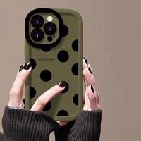 Étui de protection antichoc tendance à imprimé pointillé style coréen pour iPhone 7 8 X Xr Xs 11 12 13 14 Plus 15 16 17 Pro Max