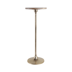 Elegante tavolino da salotto sottile in metallo con piano in marmo e base a tromba per l'arredamento della stanza - Product Image 2
