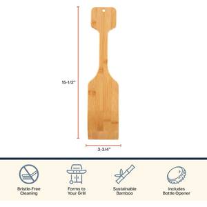 Raspador de Bambú para Barbacoa, Herramienta para Limpiar Parrillas al Aire Libre, Raspador de Parrilla con Abrebotellas, Limpiador de Parrillas Resistente, Accesorio para Barbacoa - Product Image 3