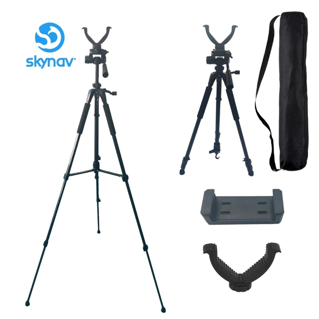 Kingjoy Portable Waterproof Shockproof Hunting Tripod Stand Bubble Level 25"-68" Adjustable Legs Aluminum Support V Yoke Head