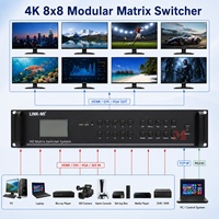 4K 8x8 HDMI/DVI/VGA/SDI Hybrid Matrix Switcher dengan Tombol Chassis, Remote IR, Port Serial RS-232, Kontrol Pusat