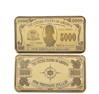 Todo diseño Metal Hierro USD Dólares Falso oro revestido Cuadrado Moneda Lingote