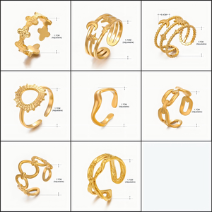 Bagues <span class=keywords><strong>de</strong></span> doigt Bohème en acier inoxydable, motif Étoile <span class=keywords><strong>du</strong></span> <span class=keywords><strong>Nord</strong></span>, dorées métalliques, célestes, ouvertes, ajustables et empilables, pour un cadeau esthétique - Product Image 6