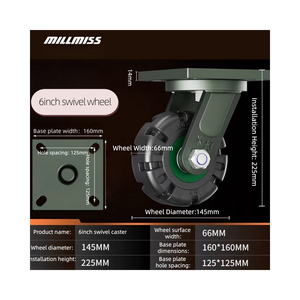 Roue pivotante à profil bas en caoutchouc massif de 6 pouces, 12 pouces, 10 pouces, roues de remorque, roues pivotantes – Prix usine - Product Image 5