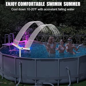 Fontaine <span class=keywords><strong>de</strong></span> <span class=keywords><strong>piscine</strong></span> solaire portable et pliable avec lumières RGB, cascade et double pulvérisateur réglable pour <span class=keywords><strong>piscine</strong></span> creusée - Product Image 4