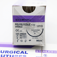 12 fils de suture absorbants spéciaux pour animaux de compagnie, 90 cm, sutures PGA avec aiguille, acide polyglycolique stérile, usage vétérinaire
