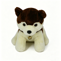 Peluche de husky marrón personalizado, peluche de husky con collar con campana, husky siberiano de pie, cachorro husky adorable, juguete de peluche suave.