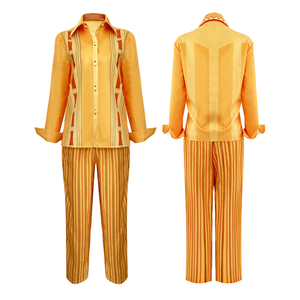 Costume de cosplay d'anime, chemise jaune imprimée, pantalon rayé pour fête d'Halloween, service OEM ODM, prix de gros - Product Image 1