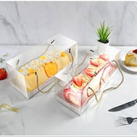 Récipient à pâtisserie simple transparent en plastique Boîte à gâteaux Boîte à desserts rectangulaire avec poignée