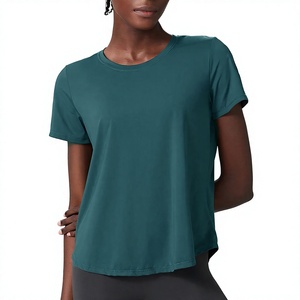 Women's Crew Neck Short Sleeve T-Shirt Solid Color Quick Dry Jersey Fabric Regular Fit Casual Wear All Seasons Green - Product Image 5