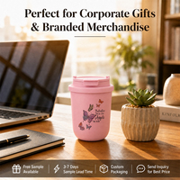 Cangkir Kopi Mini Lucu Biru Muda 10oz untuk Anak Perempuan, Botol Air Vakum 304 dengan Tutup Anti Bocor, Cangkir Bergaya Jamur Warna-warni Portabel