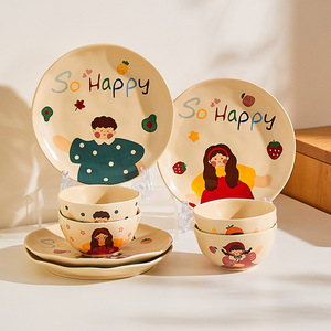 2025 nouveauté maison vaisselle ensemble mignon bols de riz en céramique pour un bols jetables colorés pour pendaison de crémaillère nouvel an cadeau - Product Image 4