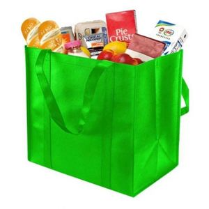 Sac de courses en tissu non tissé imprimé personnalisé avec logo, 20 kg, prix compétitif, pour la vente au détail, emballage alimentaire vierge, Superet - Product Image 1